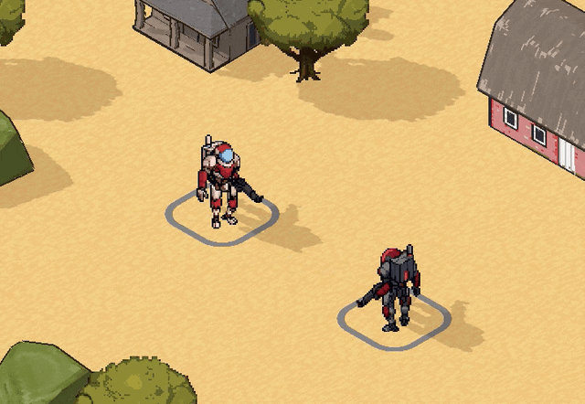 A missile launching from a mech to hit a target.