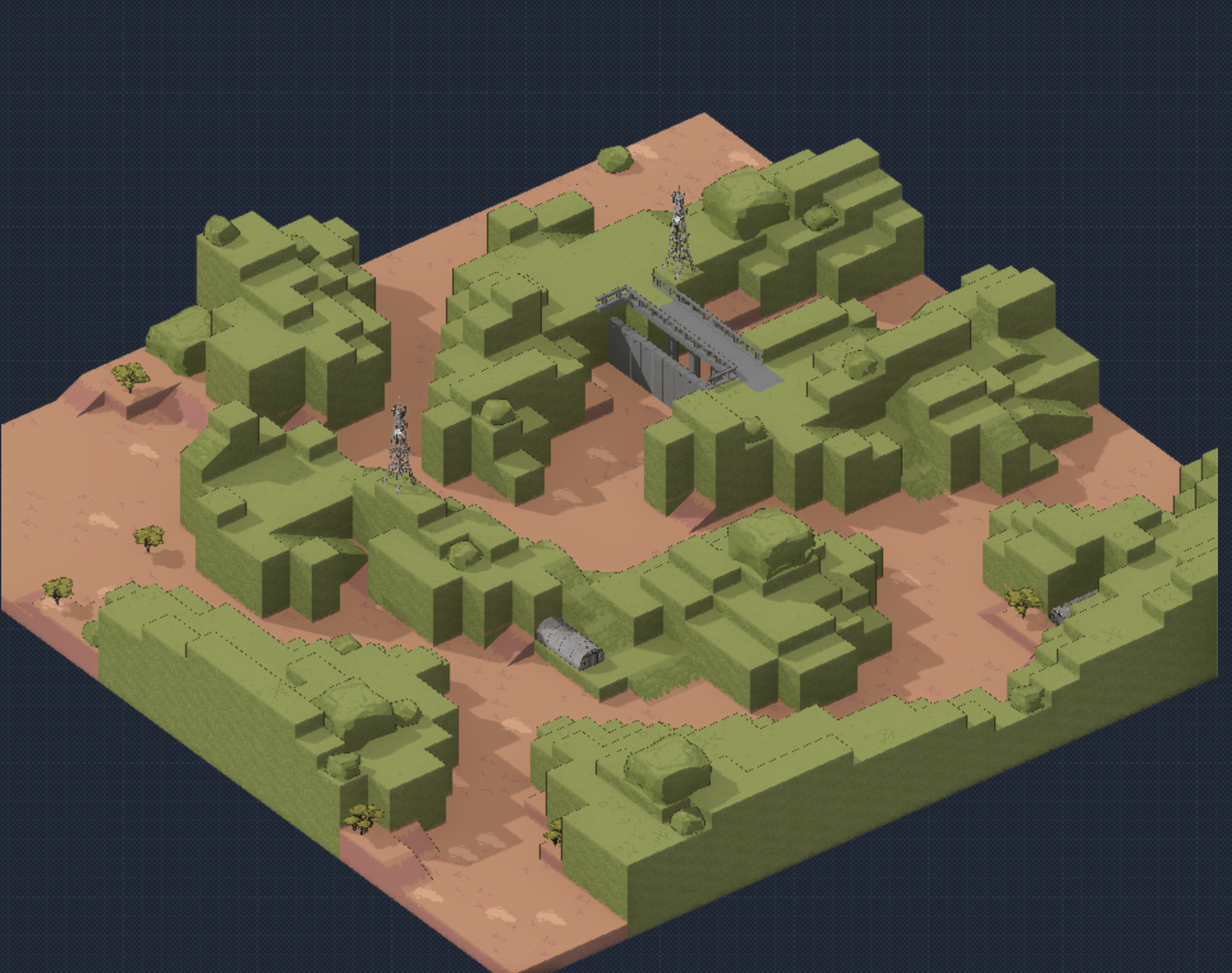 Desert map with deep canyons.