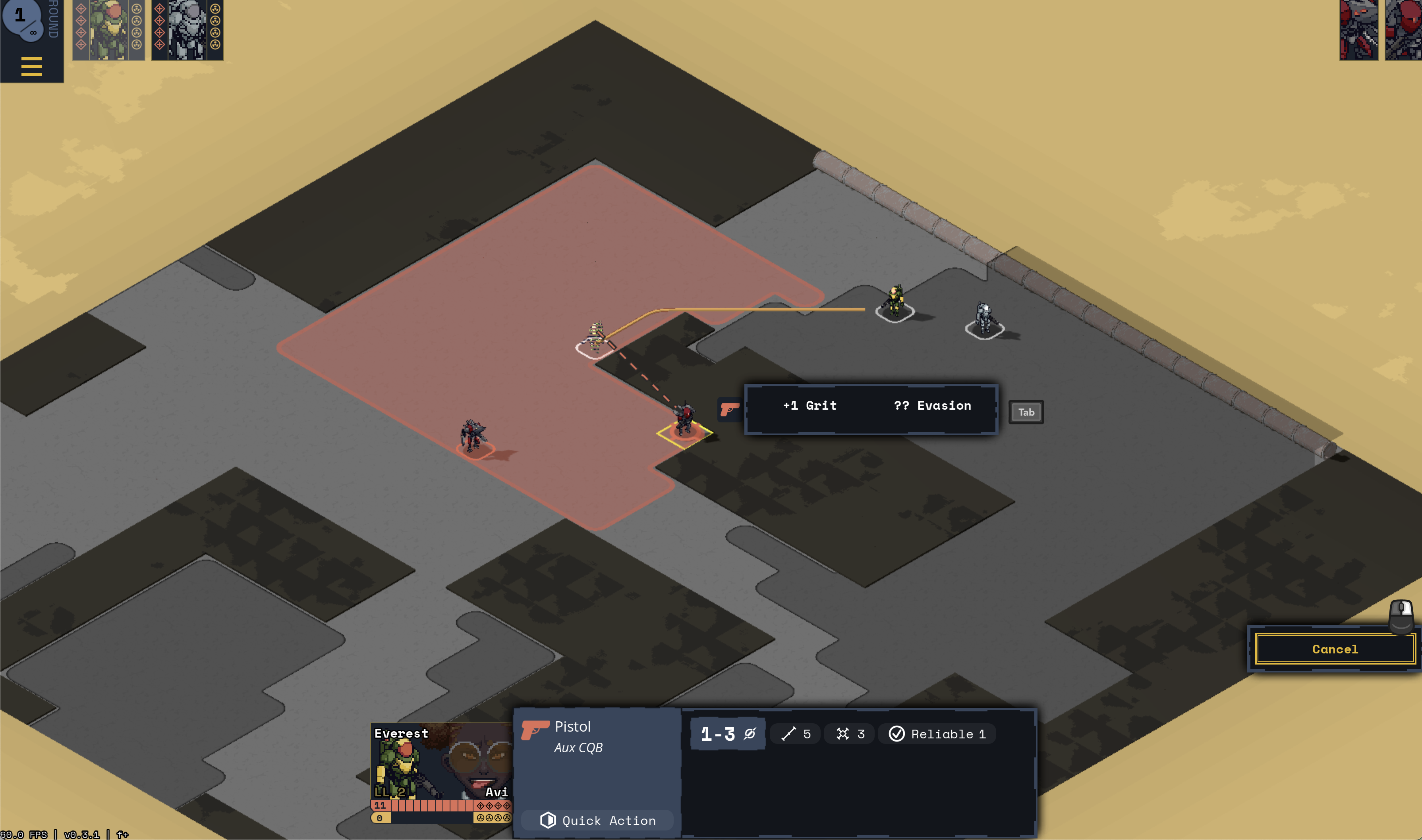 A plain map with large dark areas units have to go around