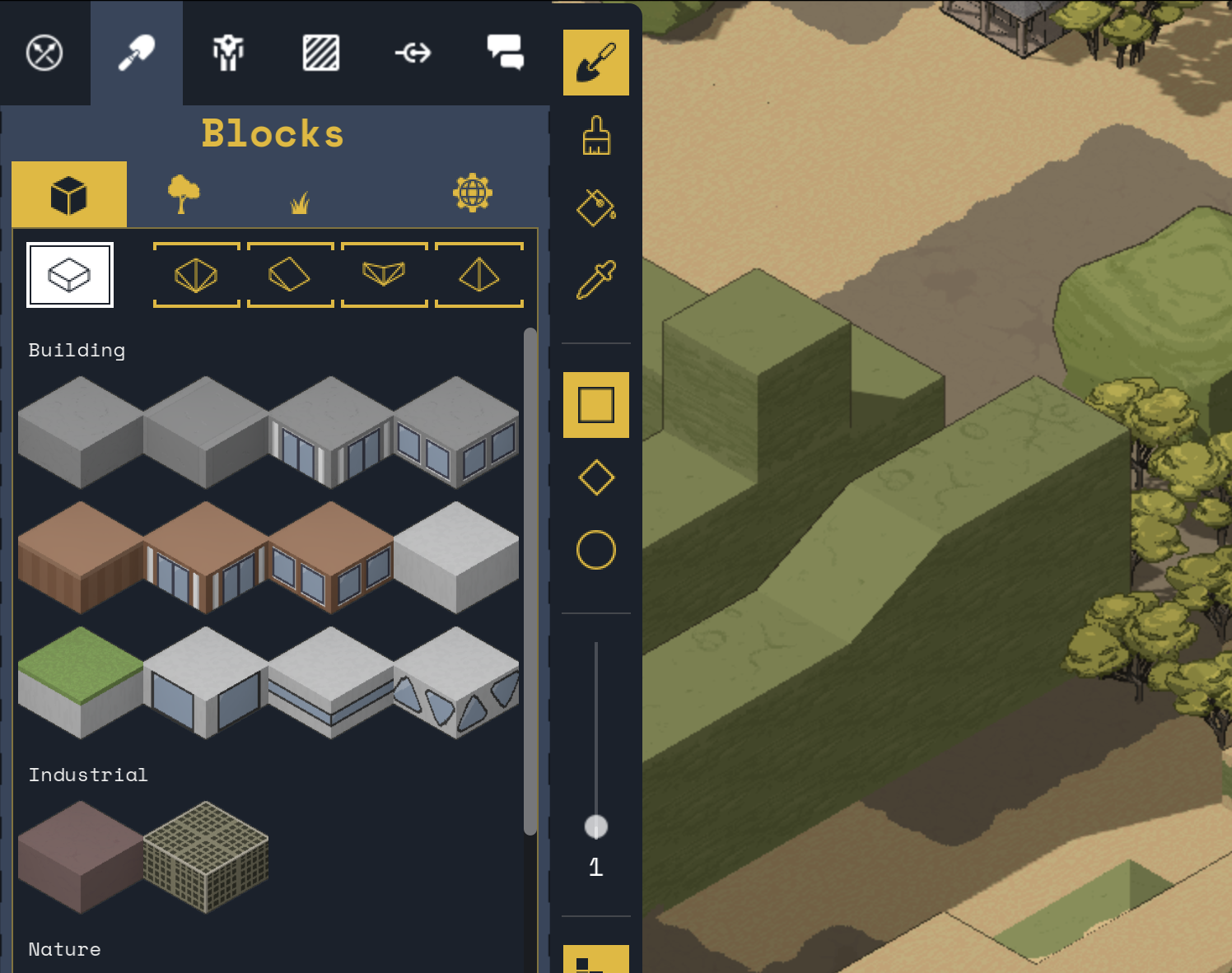 Visual palette for blocks