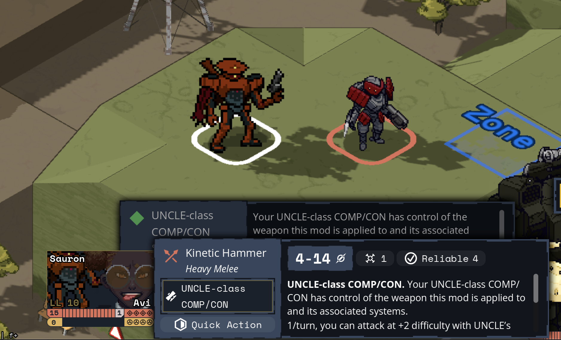 current action backed by a shadowed 'why is this happening' tooltip