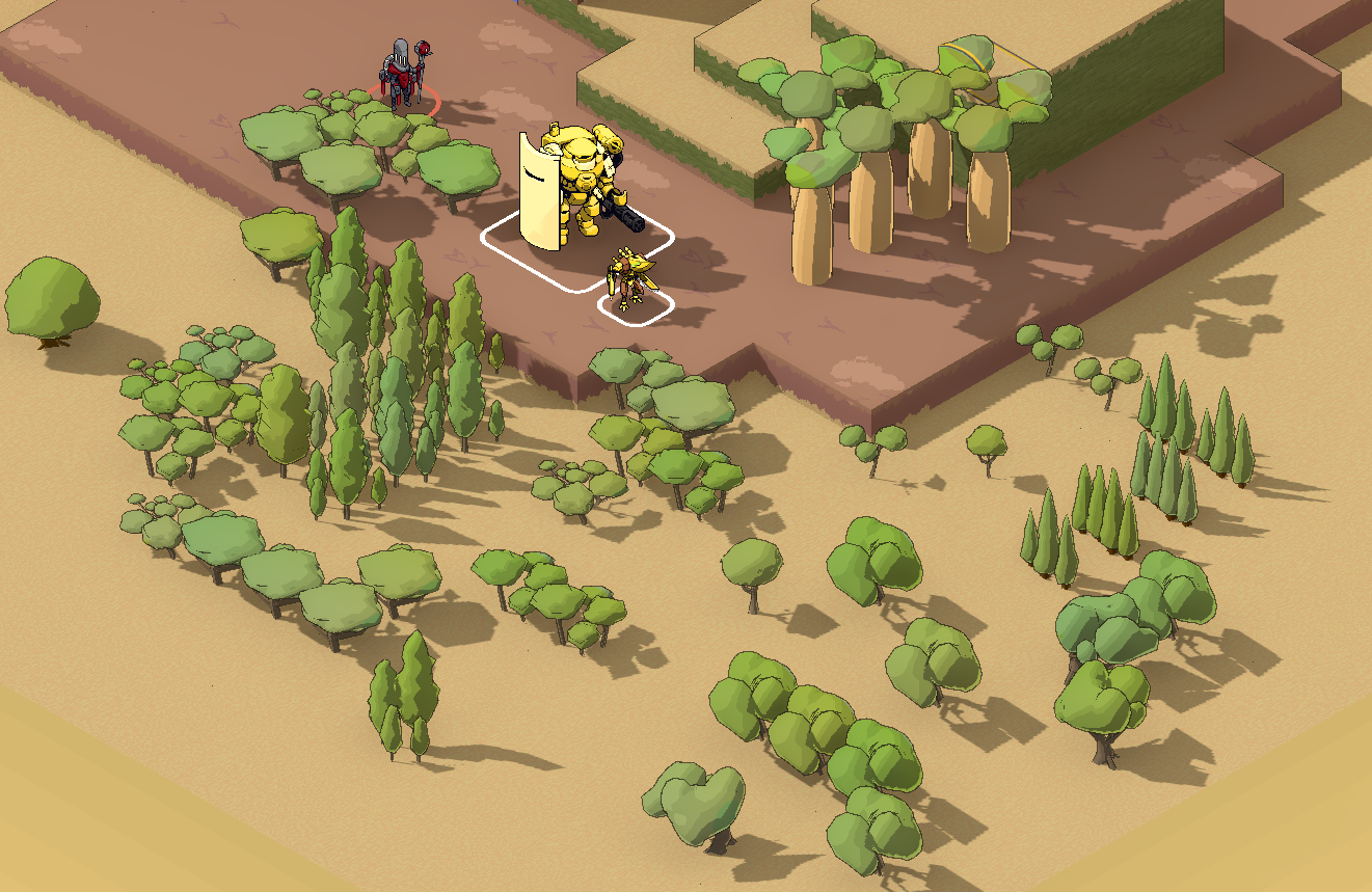 A bunch of 3D trees on a test map