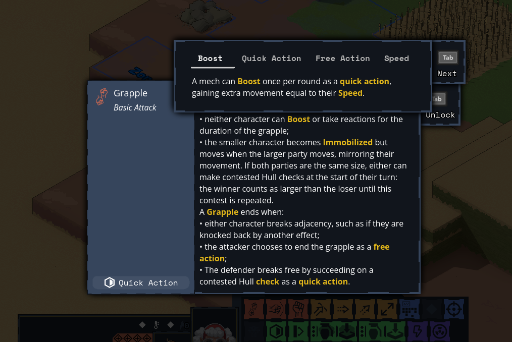 A tooltip for grapple with highlighted words that can be sub-tooltiped