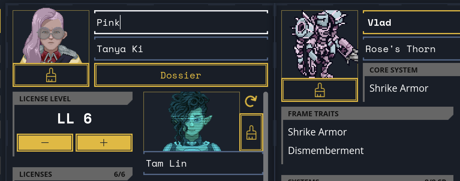 A character sheet with a section for NHPs